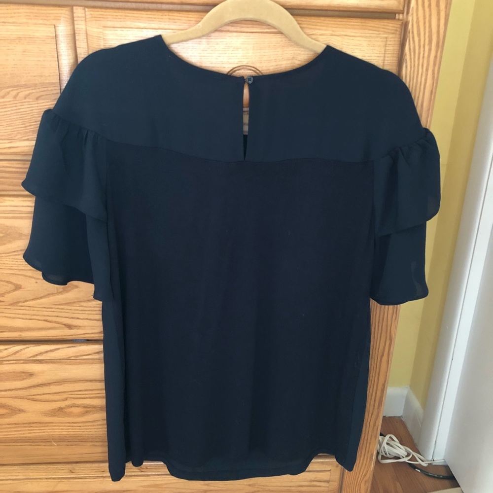 Beautiful NAVY Ruffle Blouse - Picture 4 of 4